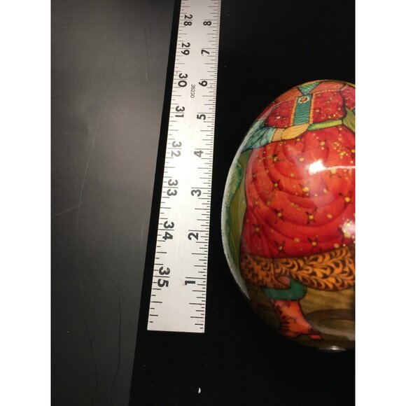 Vintage Russian Painted Lacquered Wooden Egg Folk Art with Stand 6'' Tall - Picture 14 of 14